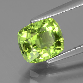 2.10 ct Green Peridot Stone, Natural Peridot in Cushion-Cut Shape for Sale