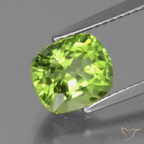 2.27 ct Green Peridot Stone, Natural Peridot in Cushion-Cut Shape for Sale