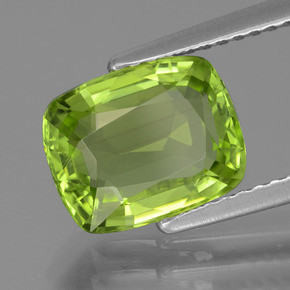 2.63 ct Green Peridot Stone, Natural Peridot in Cushion-Cut Shape for Sale