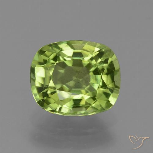 2.42ct Natural Medium Green Peridot, Cushion, VS