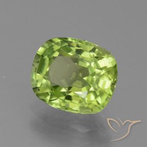 2.42 ct Green Peridot Stone, Natural Peridot in Cushion-Cut Shape for Sale