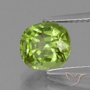2.26 ct Green Peridot Stone, Natural Peridot in Cushion-Cut Shape for Sale