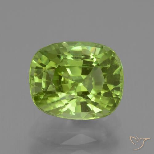 2.23ct Natural Medium Green Peridot, Cushion, VS