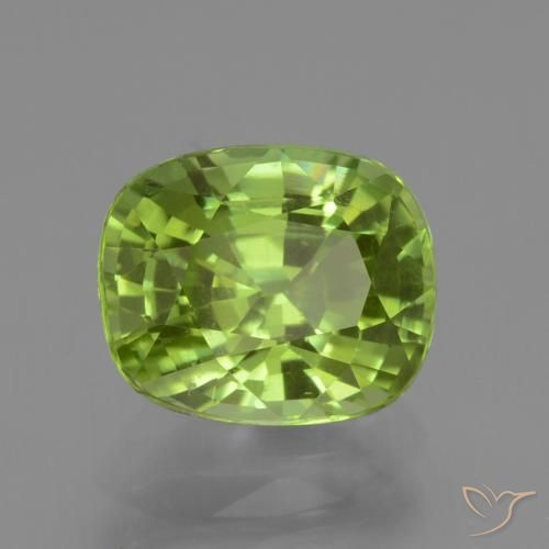 2.23 ct Green Peridot Stone, Natural Peridot in Cushion-Cut Shape for Sale