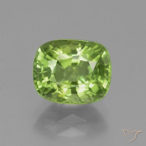 2.45ct Natural Yellowish Green Peridot, Cushion, VS