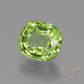 2.37 ct Green Peridot Stone, Natural Peridot in Cushion-Cut Shape for Sale