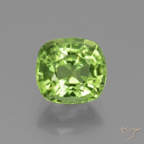 2.14ct Natural Yellowish Green Peridot, Cushion, VVS-VS