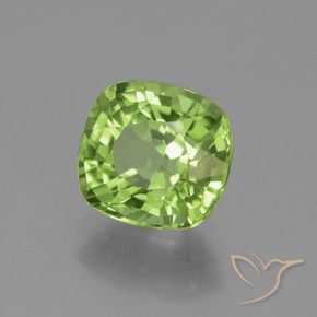 2.14 ct Green Peridot Stone, Natural Peridot in Cushion-Cut Shape for Sale