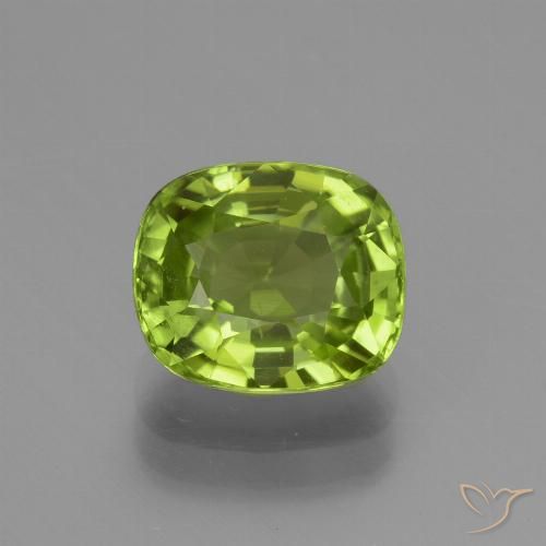 Medium Green Peridot Edelstein - 2.7ct Kissenschliff (ID: 438075)