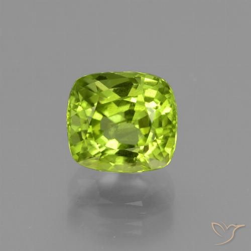 2.33ct Natural Medium Green Peridot, Cushion, VS