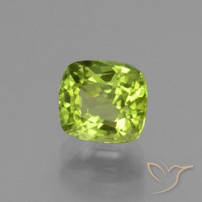 2.33 ct Green Peridot Stone, Natural Peridot in Cushion-Cut Shape for Sale
