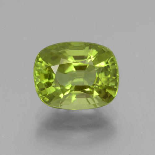 Verde medio Peridoto Gema - 3.1ct Corte en Forma Cojín (ID: 438081)