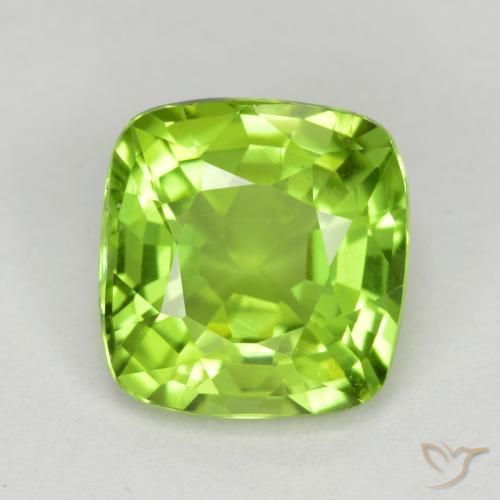 2.22ct Natural Medium Green Peridot, Cushion, VS