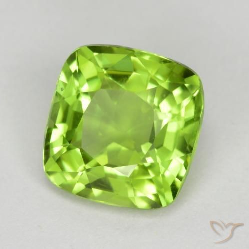 2.22 ct Green Peridot Stone, Natural Peridot in Cushion-Cut Shape for Sale