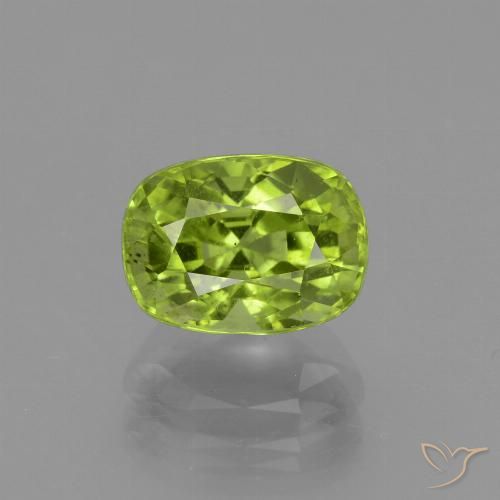2.45ct Natural Medium Green Peridot, Cushion, VS