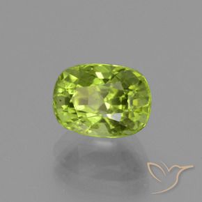 2.45 ct Green Peridot Stone, Natural Peridot in Cushion-Cut Shape for Sale