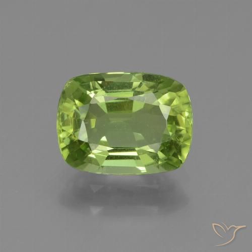 1.96ct Natural Medium Green Peridot, Cushion, VS