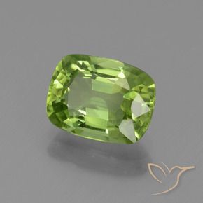 1.96 ct Green Peridot Stone, Natural Peridot in Cushion-Cut Shape for Sale