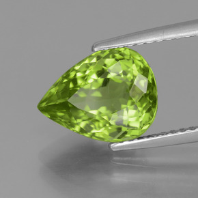 4.00 ct Green Peridot Stone, Natural Peridot in Pear Facet Shape for Sale