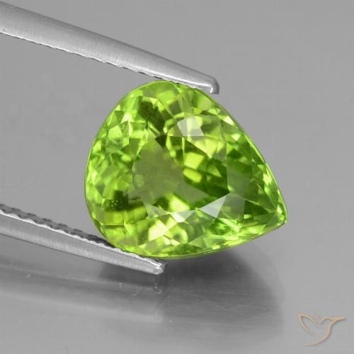 Péridot Vert pear facet 4,07 ct de Birmanie, dimension 10,5 x 8,9mm, pierre gemme naturelle Non traité, pureté VS, 1 pièce Péridot de couleur Vert éclatant, dureté Mohs de 6.5 à 7 convient aux bijoux de tous les jours, pierre de sagesse, Photo A