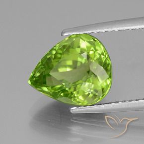 4.07 ct Green Peridot Stone, Natural Peridot in Pear Facet Shape for Sale