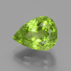 4.48 ct Green Peridot Stone, Natural Peridot in Pear Facet Shape for Sale