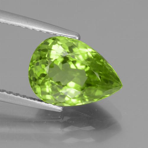 Lively Green Peridot Gem - 4.1ct Pear Facet (ID: 442945)
