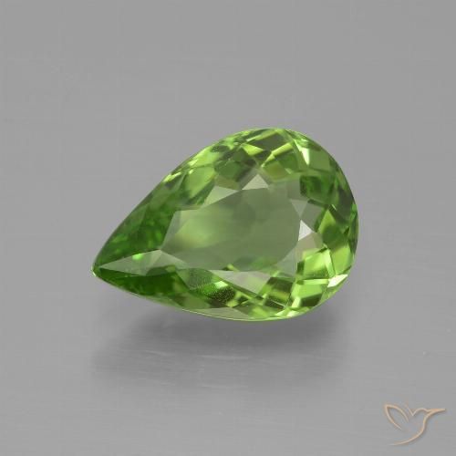 Medium Green Peridot Gem - 3.2ct Pear Facet (ID: 443111)