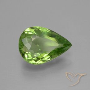 3.18 ct Green Peridot Stone, Natural Peridot in Pear Facet Shape for Sale