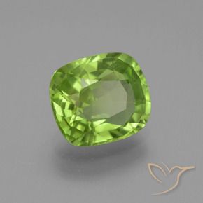 2.48 ct Green Peridot Stone, Natural Peridot in Cushion-Cut Shape for Sale