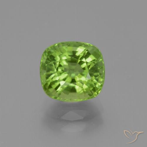 2.40ct Natural Medium Green Peridot, Cushion, VS