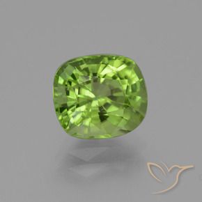 2.41 ct Green Peridot Stone, Natural Peridot in Cushion-Cut Shape for Sale