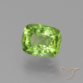 2.41 ct Green Peridot Stone, Natural Peridot in Cushion-Cut Shape for Sale