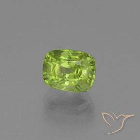 2.55 ct Green Peridot Stone, Natural Peridot in Cushion-Cut Shape for Sale