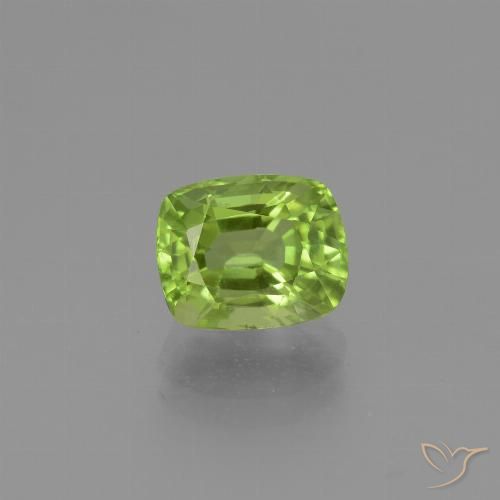2.42ct Natural Medium Green Peridot, Cushion, VS