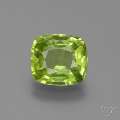 2,22 ct kissenschliff grüner Peridot aus Myanmar, Größe 8,6 x 7,7mm, Garantiert natürlicher Edelstein, VS Reinheit, 1 Stück Peridot in Lebendiges grün Farbe, Mohs-Härte von 6,5 - 7 Geeignet für den täglichen Gebrauch im Schmuck, Photo A