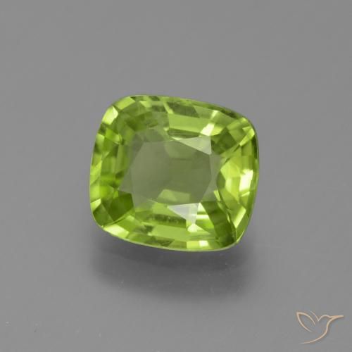 2.22 ct Green Peridot Stone, Natural Peridot in Cushion-Cut Shape for Sale
