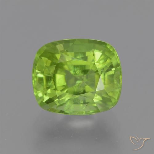 8,6 x 7,3mm kissenschliff grüner Peridot aus Myanmar, Gewicht von 2,55 ct, natürlicher Edelstein in SI Reinheit, 1 Stück kissenschliff Peridot - Farbe: Lebendiges grün, Mohs-Härte von 6,5 - 7 Geeignet für den täglichen Gebrauch im Schmuck, Photo A