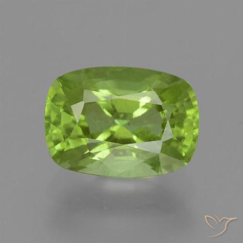 2.51ct Natural Medium Green Peridot, Cushion, VS