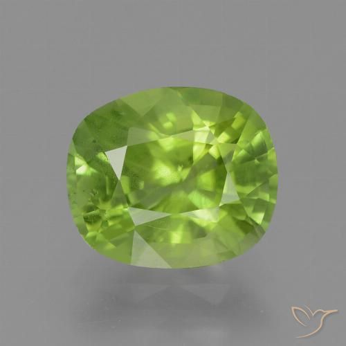 2.40ct Natural Yellowish Green Peridot, Cushion, VS-SI