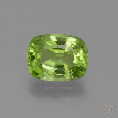2.48ct Natural Medium Green Peridot, Cushion, VS