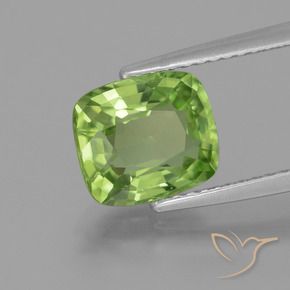 2.48 ct Green Peridot Stone, Natural Peridot in Cushion-Cut Shape for Sale