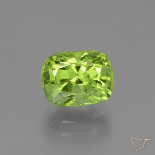 2.05ct Natural Medium-Light Green Peridot, Cushion, VVS-VS