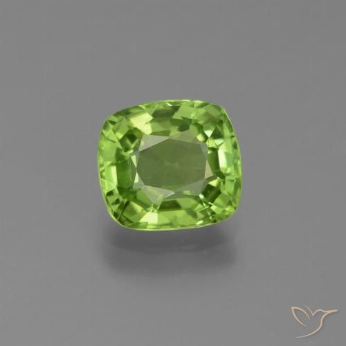 2.14ct Natural Lively Green Peridot, Cushion, VS