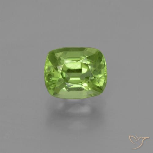 2.02ct Natural Medium Green Peridot, Cushion, VS