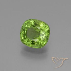 2.59 ct Green Peridot Stone, Natural Peridot in Cushion-Cut Shape for Sale