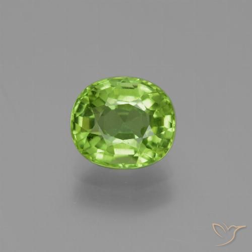 8,4 x 7,3mm ovaler grüner Peridot aus Myanmar, Gewicht von 2,25 ct, natürlicher Edelstein in VS Reinheit, 1 Stück ovaler Peridot - Farbe: Lebendiges grün, Mohs-Härte von 6,5 - 7 Geeignet für den täglichen Gebrauch im Schmuck, Photo A
