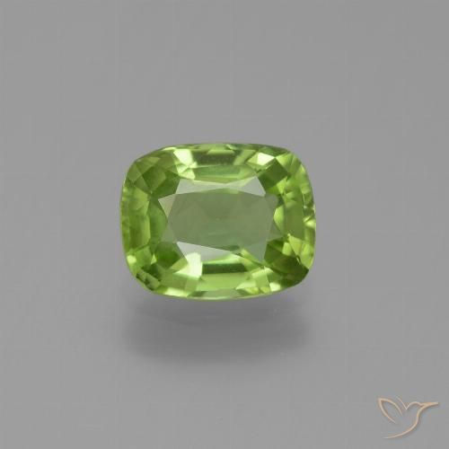 2.01ct Natural Medium Green Peridot, Cushion, VS