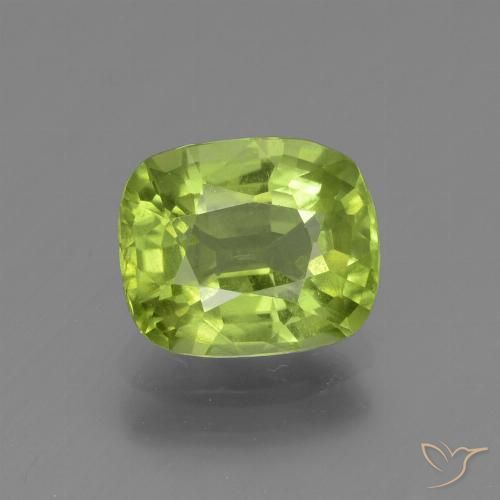 1.80ct Natural Light Lively Green Peridot, Cushion, VS-SI