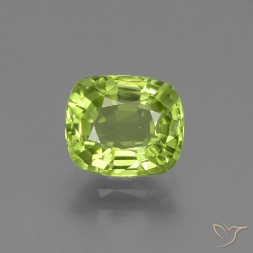 2.02ct Natural Light Lively Green Peridot, Cushion, VS-SI